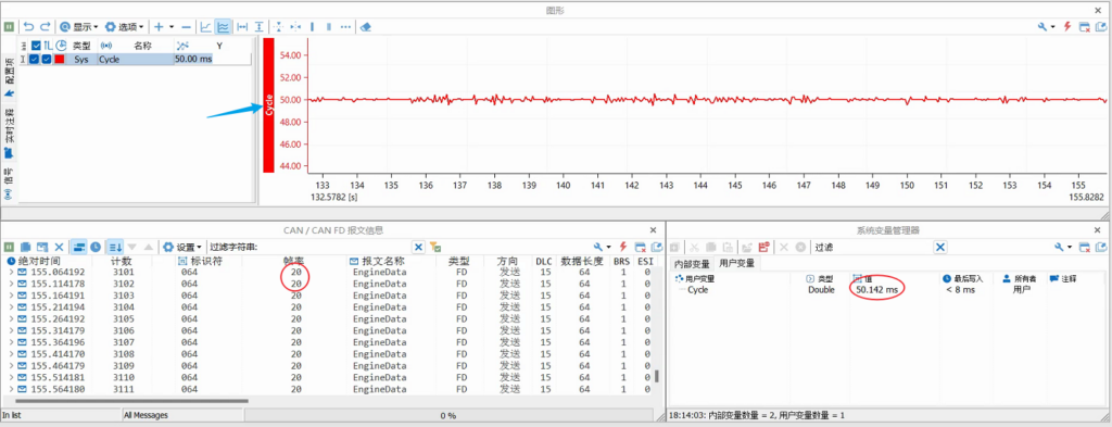 TSMaster幼职能之若何在图形中监控某一条DBC报文发送周期